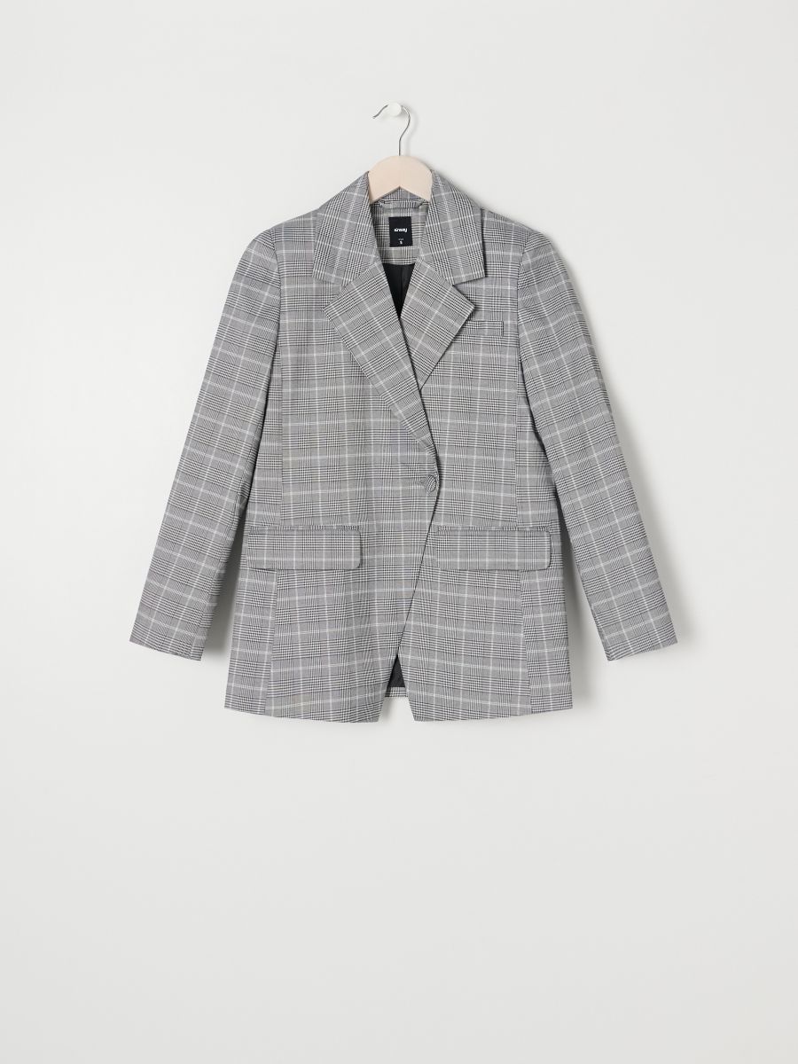 white checked blazer