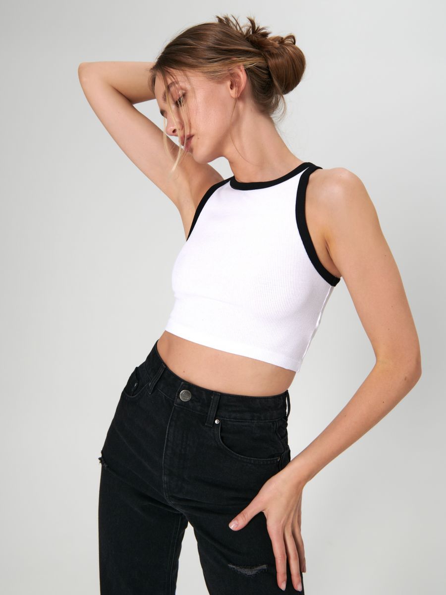 Rib Knit Crop Top Sinsay Yz123 00c